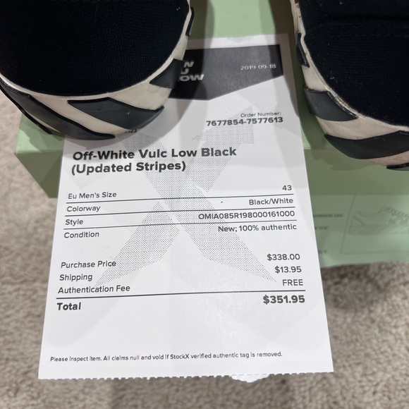 Off White VULC Low Top Size 9 men - Picture 9 of 9